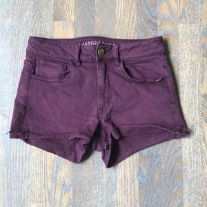 American Eagle Hi-Rise Maroon shorts